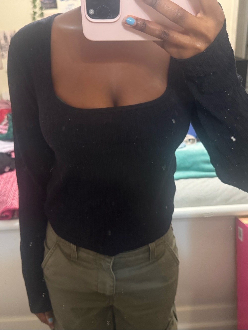 Black Ribbed Open-Front Cardigan